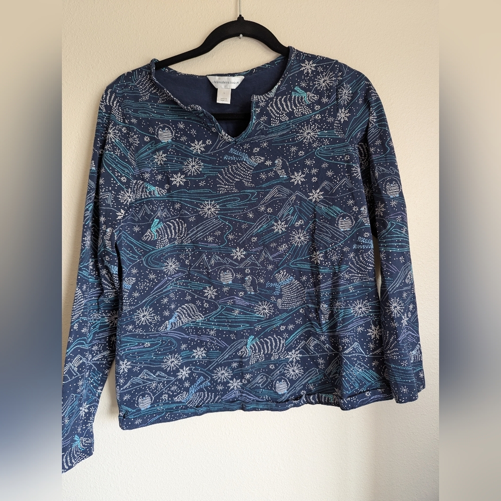 Christopher & Banks Relaxed Winter Graphic Long Sleeved Tee Size S